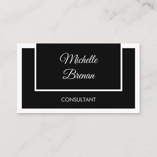 Modern Elegant - minimalistisk svartvitt Visitkort (Framsida)