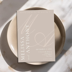 Modern Elegant - minimalistisk Taupe Bröllop Inbjudningar