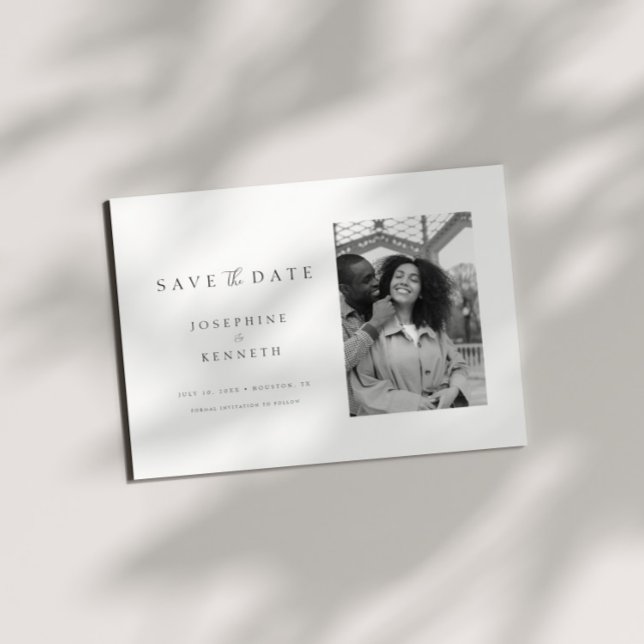 Modern Elegant - minimalistiskt foto Bröllop Spara Datumet (Skapare uppladdad)