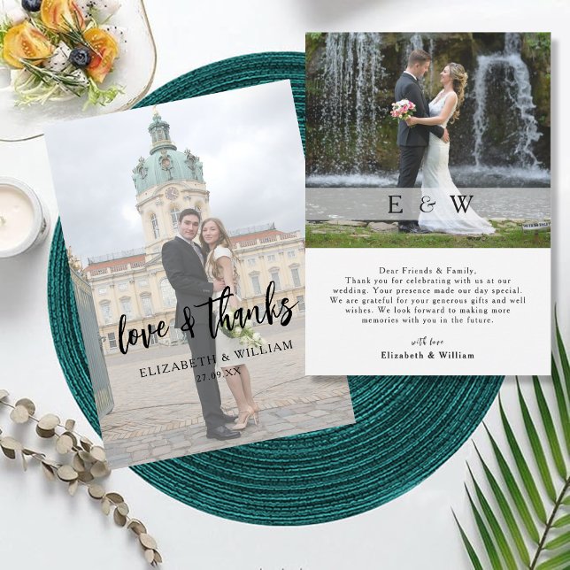 Modern Elegant - minimalistiskt foto Bröllop Tack Kort (Modern Elegant Minimalist Photo Wedding Thank You Card)