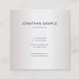 Modern Elegant - minimalistiskt Plain Faux Silver Fyrkantigt Visitkort