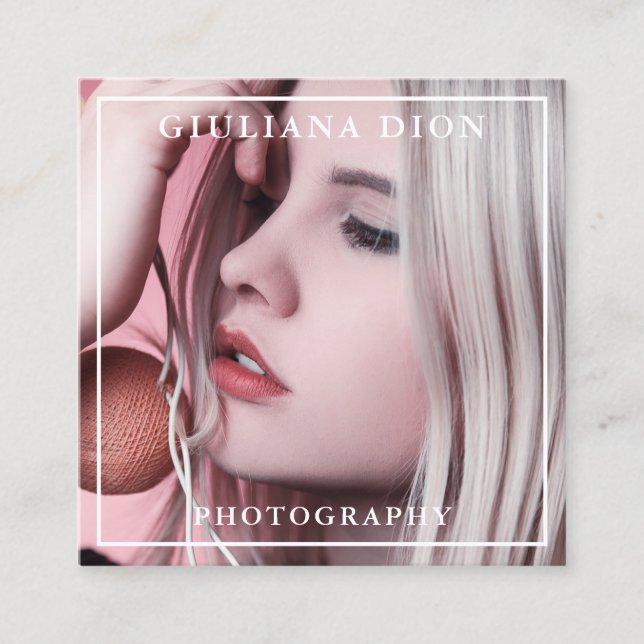 Modern elegant - minimalt och enkelt foto fyrkantigt visitkort (Framsida)