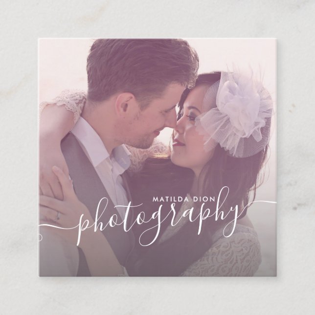 Modern elegant - minimalt och enkelt fotografi fyrkantigt visitkort (Framsida)