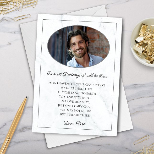 Modern Elegant-minneskort från Pappa till Student Julkort (elegant memorial photo card from deceased family member or friend to graduate for i will be there)