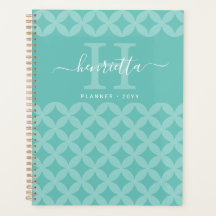 Modern Elegant Mint Circle Mönster Monogram Namn