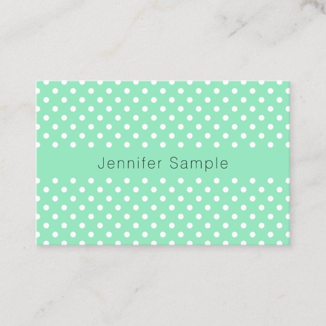 Modern Elegant Mint Grönt White Dots Template Visitkort (Framsida)
