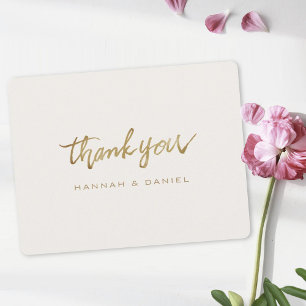Modern Elegant, modern typografi Guld Bröllop Tack Kort