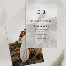 Modern Elegant Monogram Anpassad Foto Bröllop Inbjudningar
