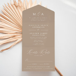 Modern Elegant Monogram Beige Bröllop