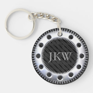 Modern Elegant Monogram Black och Grått Stripe