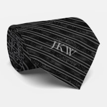 Modern Elegant Monogram Black och Grått Stripe