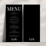 Modern Elegant Monogram Black White Bröllop Meny<br><div class="desc">Gratulera till den tidlösa skönheten i kärlek med min förstklassiga Premium Classic Modern Elegant Namn / Monogram Black & White Bröllop Collection. Höj din speciella dag till en ny nivå av sofistikering och charm när du går in på resan tillsammans som ett par. Vid Phrosne Ras Design Zazzle har vi...</div>