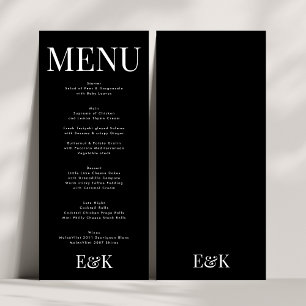 Modern Elegant Monogram Black White Bröllop Meny