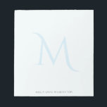 Modern Elegant Monogram Blek Ljusblå Anteckningsblock<br><div class="desc">Denna design har en stor monogrambokstav som tonas ut i bakgrunden med plats för namn/text längst ner. Klicka på knappen för anpassning för mer flexibilitet vid ändring av texten. Variationer av denna design, olika papperstyper samt kompletterande produkter finns tillgängliga i vår butik, zazzle.com/store/doodlelulu. Kontakta oss om du vill ha denna...</div>