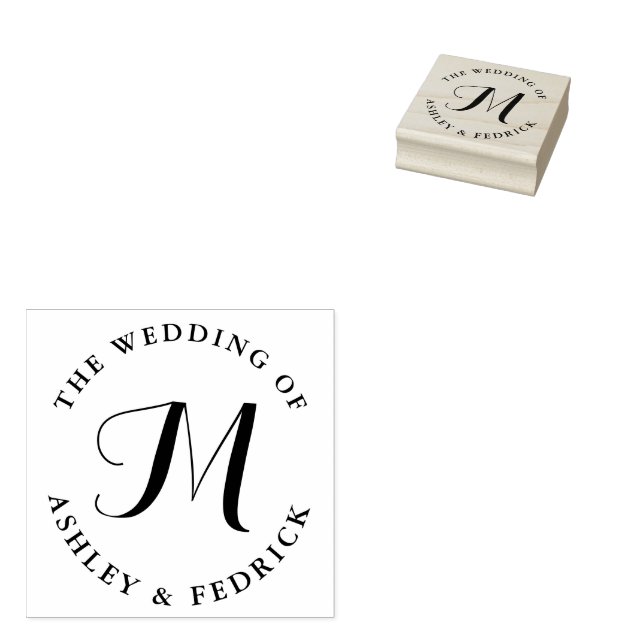 Modern Elegant Monogram Bride Groom Bröllop Stämpel (Stämplad)