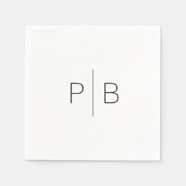 Modern Elegant Monogram Bröllop Enkel Pappersservett