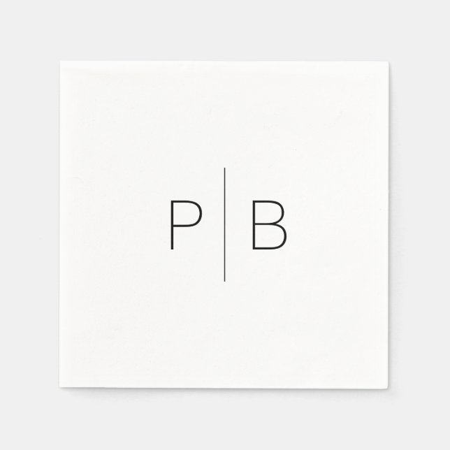 Modern Elegant Monogram Bröllop Enkel Pappersservett (Framsidan)