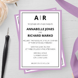 Modern Elegant Monogram Bröllop Inbjudningar