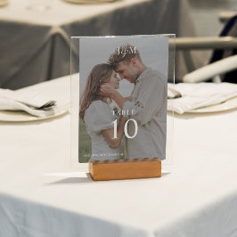 Modern Elegant Monogram Bröllop Photo Bordsnummer