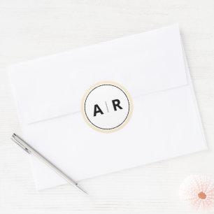 Modern Elegant Monogram Bröllop Runt Klistermärke