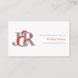 Modern Elegant Monogram Bröllop-webbplatskort Tilläggskort