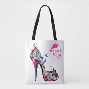 Modern Elegant Monogram Butterfly High Heel Tygkasse