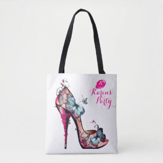 Modern Elegant Monogram Butterfly High Heel Tygkasse