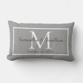 Modern Elegant Monogram Chic Grått Bröllop Keepsak Lumbarkudde