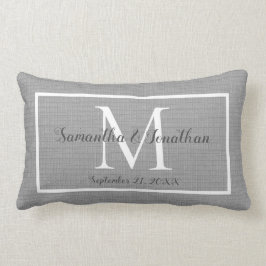 Modern Elegant Monogram Chic Grått Bröllop Keepsak Lumbarkudde