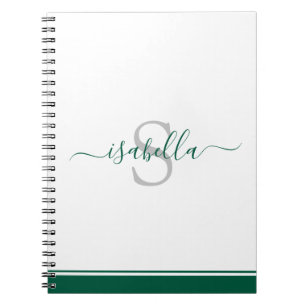 Modern Elegant Monogram Emerald Grönt Anteckningsbok