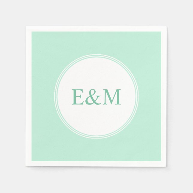 Modern Elegant Monogram för Mint Grönt-mall Pappersservett (Framsidan)