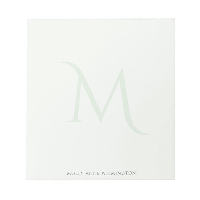 Modern Elegant Monogram Förbleknande Ljusgrön Noti Anteckningsblock (Framsida)