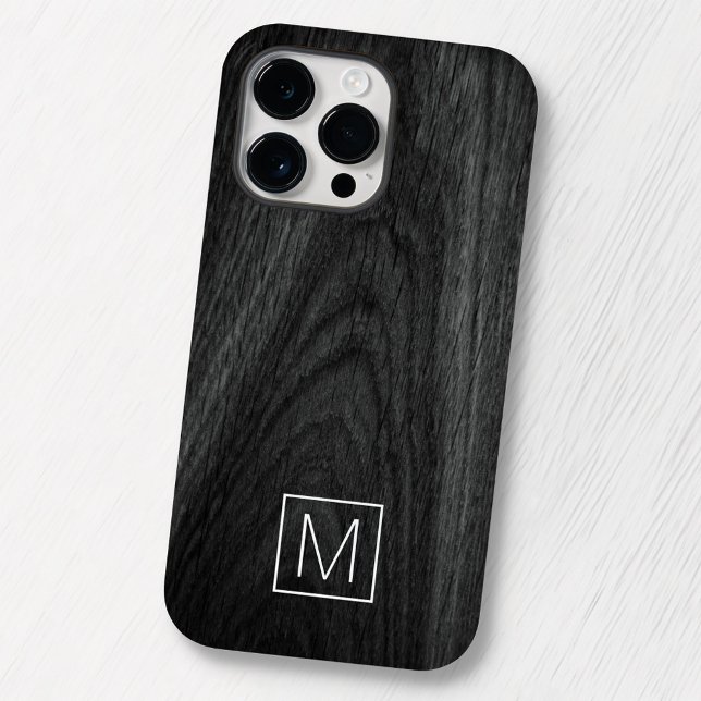 Modern elegant monogram från början svart trälåda (Skapare uppladdad)