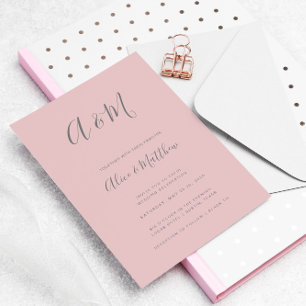 Modern Elegant Monogram Grått Bröllop Inbjudningar