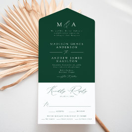 Modern Elegant Monogram Grön Bröllop