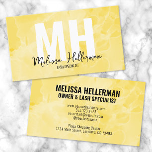 Modern Elegant Monogram Gul Visitkort