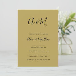 Modern Elegant Monogram Guld Black Bröllop Inbjudningar