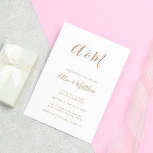 Modern Elegant Monogram Guld Bröllop