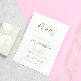 Modern Elegant Monogram Guld Bröllop Inbjudningar