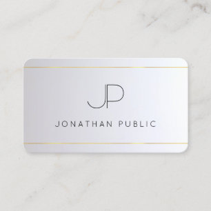 Modern Elegant Monogram Guld Silver Rundad Visitkort