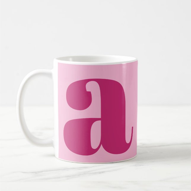Modern Elegant Monogram Initial Fet Rosa  Kaffemugg (Vänster)