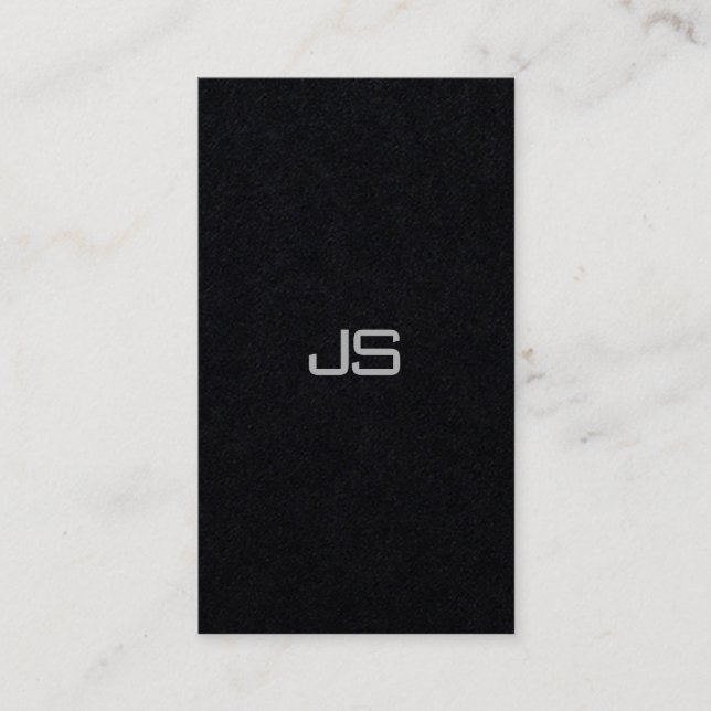 Modern Elegant Monogram Lodrät Premium Black Visitkort (Framsida)