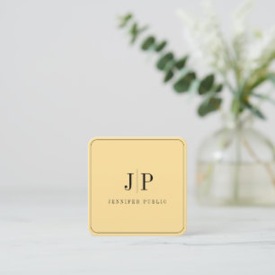 Modern Elegant Monogram-mall Luxe Glamor Guld Fyrkantigt Visitkort