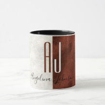 Modern Elegant Monogram Marble och kopparkaffe