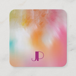 Modern Elegant Monogram med färgstark Abstrakt Fyrkantigt Visitkort