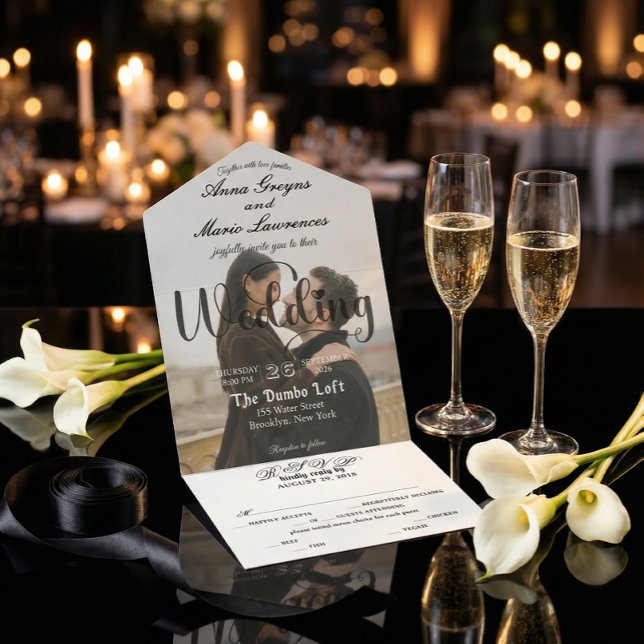 Modern Elegant Monogram Minimalist Photo Wedding  (Skapare uppladdad)