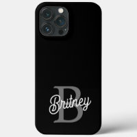 Modern Elegant Monogram Namn Black Grått-skript