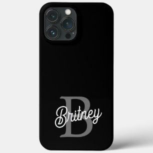 Modern Elegant Monogram Namn Black Grått-skript