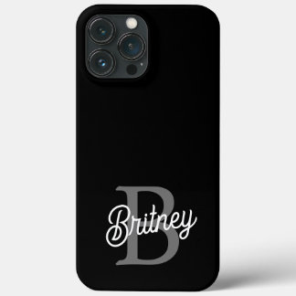 Modern Elegant Monogram Namn Black Grått-skript