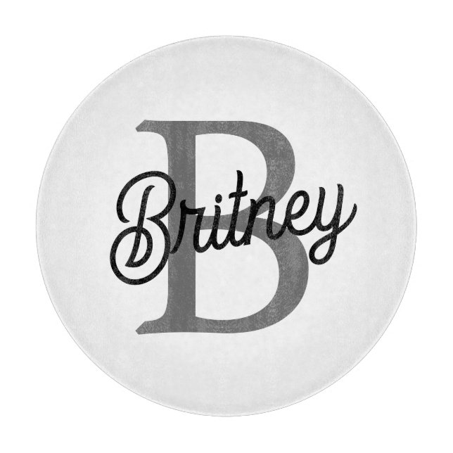 Modern Elegant Monogram Namn Black Grått-skript (Framsidan)